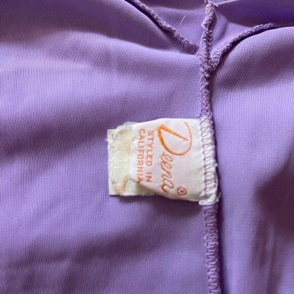 Vintage 1970s Womens Lavender V Neck Retro Disco Mid Mod Maxi Dress Sz M - Picture 3 of 7